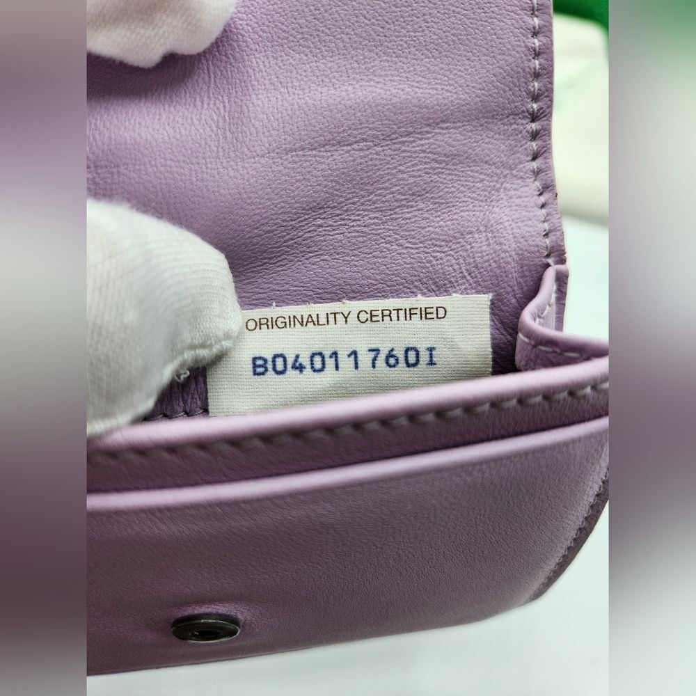 Bottega Veneta Lilac Intrecciato Leather Card Case Wallet Snap Closure w/ Box - Picture 10 of 11